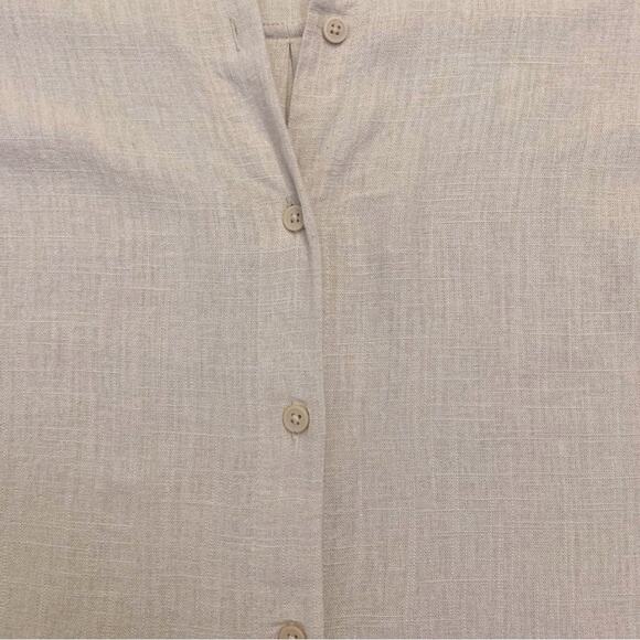 Beige Tan Linen Button Down Sleeveless Top Size Small Summer Blouse Brown - Picture 3 of 9